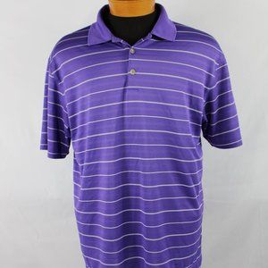 Nike Golf Dri-Fit Polo Short Sleeve 100% Polyester Purple Stripe Shirt